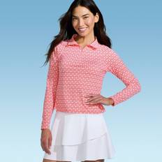 Pink Rash Guards & Base Layers Lands' End Women's Geo Print Quarter Zip Rash Guard Coral Pink