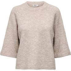 Dame - Hvid Sweatere Only Onlsimoni Striktrøje - Pumice Stone