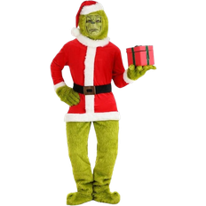 Green Costumes Elope Adult's The Grinch Santa Open Face Costume