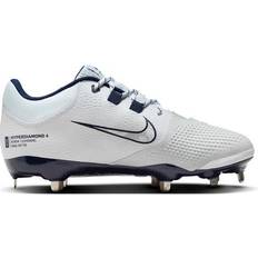 Women Baseball Shoes Nike Hyperdiamond 4 Pro "White/Midnight Navy/Wolf Grey" Women's Softball Cleat (12)