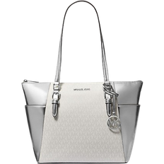 Charlotte bag Michael Kors Charlotte Large Signature Logo and Metallic Tote Bag - Silver