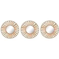 Square Wall Mirrors Home ESPRIT Natural Raffia Crystal Set 20 x 2 x 20 cm Wall Mirror 20cm