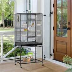 Pets Yaheetech Wrought Iron Standing Large Parakeet Flight Bird Cage 136cm H x 62cm W x 43cm D