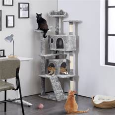 Pets Yaheetech Cat Tree Light Grey 158cm H x 49cm W x 49cm D