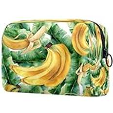 VAPOKF Watercolor Painted Yellow Banana Cosmetic Bag - Yellow/Banana Green Leaf