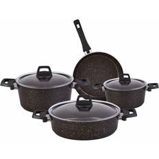 Cookware Ebern Designs 7-Piece Induction Black Cookware Set with lid