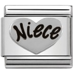 Black Charms & Pendants Nomination Composable Classic Link Niece Heart Charm - Silver/Black