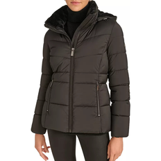 Calvin Klein Women Outerwear Calvin Klein Women's Faux Fur Lined Hooded Puffer Coat - Black