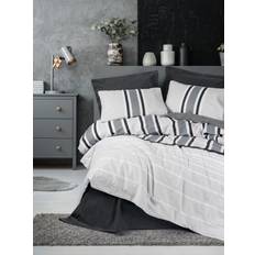 L'essentiel Lyxigt Duvet Cover Set Vit och Grå 220 x 240 cm Påslakan