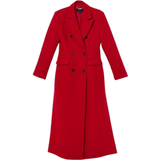 Karen Millen Italian Wool Double Breasted Tailored Maxi Coat - Red