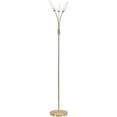 F Floor Lamps & Ground Lighting ValueLights 3 Way Curved Arm Brushed Gold Floor Lamp 158.5cm