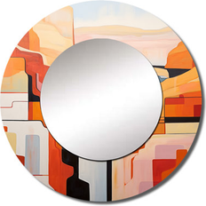 Orange Wall Mirrors Design Art Abstract Canyon Desert Storm I Round 23.0 H x 23.0 W x 1.0 D Wall Mirror