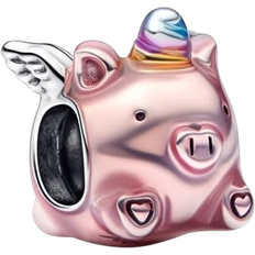 Pandora Flying Unicorn Pig Charm - Silver/Multiolour