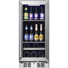 Dual Zone Built-In Wine and Beverage Refrigerator 15 inch Silver, Gray