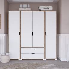 140 x 182 cm Ljusbrun Vit Garderob