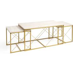 Hanah Home Möbler Hanah Home Defneia 100 cm Guld Marmor Soffbord