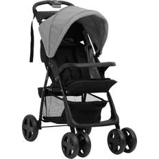 vidaXL 2-in-1 Kinderwagen Hellgrau Schwarz Stahl