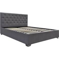 Lits avec Cadre Habitat et Jardin Double Coffre 140 x 190 cm Gris Lit avec Cadre