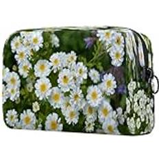 VAPOKF Daisies Flowers Cosmetic Bag - White