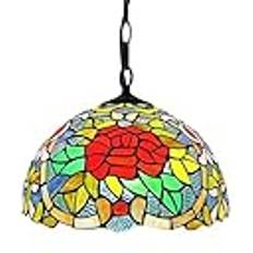 SJHDHDA Tiffany Rosa Hängande Lampa 12 Tum Bred Pendellampa