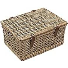 Cheap Baskets JVL Handmade Buff Wicker Hampers with Faux Leather Straps Basket