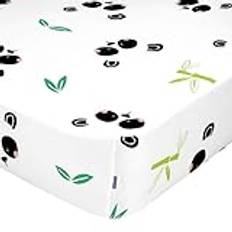 HappyFriday Moshi Fitted Sheet White Multicolour Panda Bear 70 x 140 x 14 cm