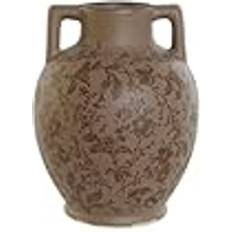 Green Vases Home ESPRIT Brown Green Stoneware Plant Leaf 17 x 17 x 22 cm Vase