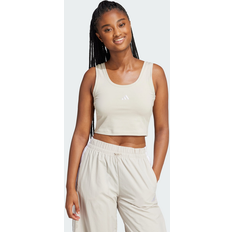 Dam - Gråa Linnen adidas Essentials Small Logo Cotton Lifestyle Linne Sport - Wonder Alumina/White