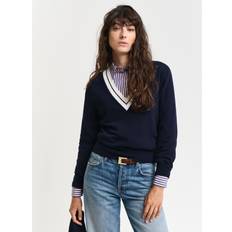 Gant Women Tops Gant Contrast V-Neck Sweater