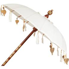 Metall Sonnenschirme & Zubehör Romimex Bali Decorative White Umbrella 130 x 200 cm