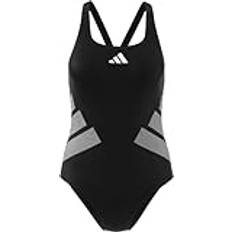 Gråa Baddräkter adidas Logotyp C-Back Baddräkt - Svart/Vit