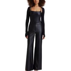 Leather Imitation Trousers Commando Matte Metallic Wide Leg Trousers - Oxide