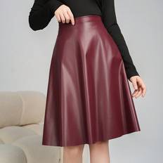 Leather Skirts Children's Clothing Shein Elegant Minimal Vintage Skirt - Flared PU Leather