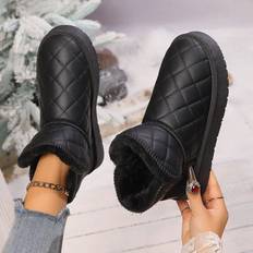 Shein Waterproof Snow Boots With Fluffy Lining - Black/Beige/Khaki