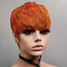 Temu Ginger Color Short Hair Wig With Bangs