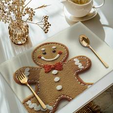 Polyester Place Mats Temu Christmas Gingerbread Man Placemats Set of 4 Place Mat