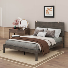 Beds Gracie Oaks Modern Farmhouse-Style Wooden Platform Bed Full