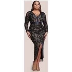 Sequins Dresses Goddiva Tassel Sequin Maxi With Front Split - Black
