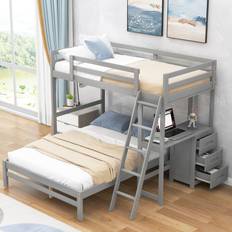 Beds & Mattresses Flieks Twin Over Full with Desk Bunk Bed