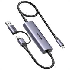 Ugreen USB C Capture Card 1080P 60FPS 2K 30Hz Type C to USB-A/C Input Video Capture Card USB 3.0 Support 100W Fast Charge with Ultra-Low Latency for Gaming, Streaming, Compatible with Switch, iPad