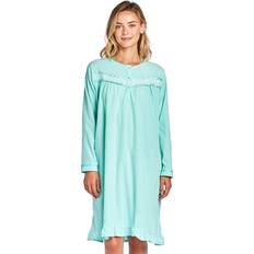 Green Nightgowns Casual Nights Long Sleeve Micro Fleece Nightgown - Green