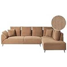 Brown - Corner Sofas Beliani Corduroy Corner Brown Lunner Sofa