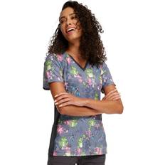 Work Tops Cherokee iFlex Women V-Neck Knit Scrubs - Toad-Ally Floral Friends