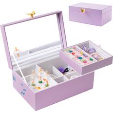 Purple Jewellery Storage Procase Girls Musical Jewelry Box with Spinning Ballerina, Kids Jewelry Boxes Storage, Ballerina Music Box Gift for Little Girl Daughter, Birthday Anniversary Valentines Gifts -Purple