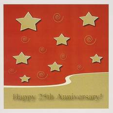 Anniversary Cards & Invitations 3DRose Happy 25th Anniversary Gold Stars 6 x 6 Inches