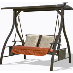 Orange Canopy Porch Swings Arlmont & Co Thimo 2 Person Porch Swing 69.00 H x 70.00 W x 49.00 D