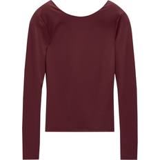 Pull&Bear Dame Overdele Pull&Bear Bordeaux Top Med Lange Ærmer - Polyamid Rød