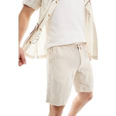 Superdry Shorts Superdry Leinen-Shorts mit Tunnelzug - Grau/Braun