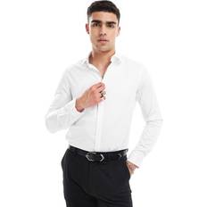 ASOS DESIGN Slim Fit Sateen Shirt - White