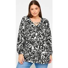 Yours Balloon Sleeve Top Mono Floral - Multi